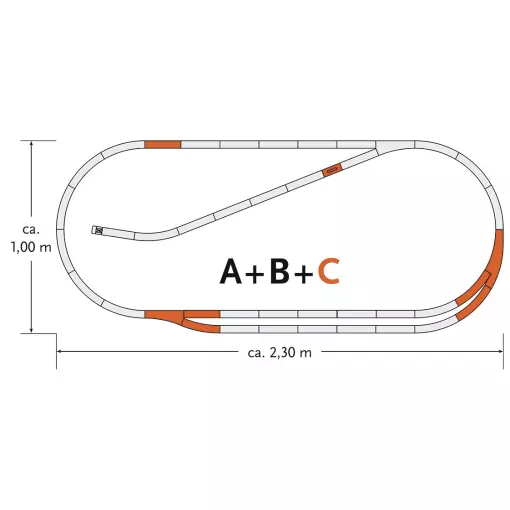 Gleisbaukasten GEOLINE C - ROCO 61102 - HO 1/87 | 2300x1000mm Code 83