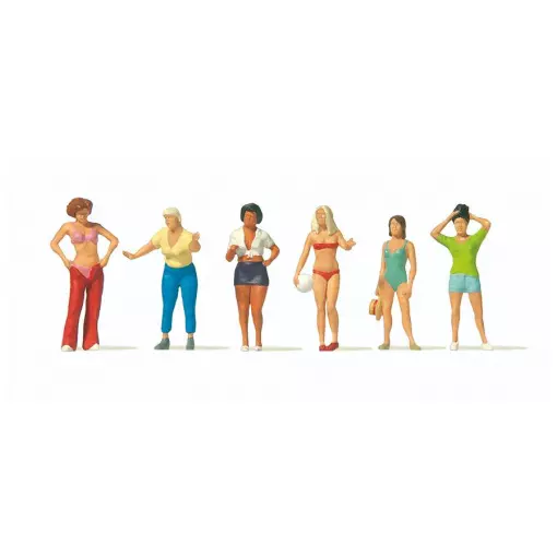 Lot de 6 personnages au camping Preiser 10704 - HO : 1/87