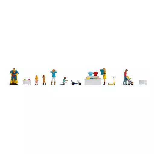 Set van 6 speelgoedwinkelfiguren met accessoires NOCH 16240 - HO 1/87