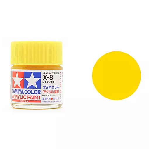 Peinture acrylique en pot - Jaune Citron Brillant X8 - Tamiya 81508 - 10ml