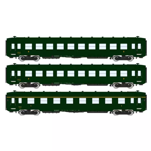 Set di 3 carrozze DEV AO-B10 U52-U53 REE MODELES VB389 - SNCF - Ep III