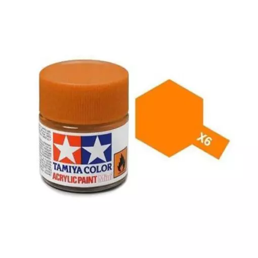 Peinture acrylique en pot - Orange Brillant X6 - TAMIYA 81506 - 10ml