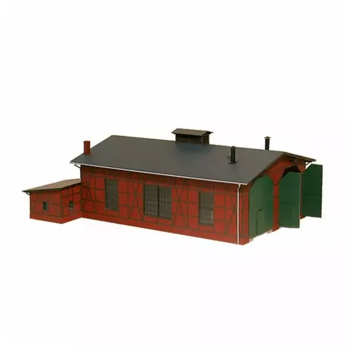 Remise pour 2 locomotives en briques et colombages - Auhagen 14470 - N 1/160