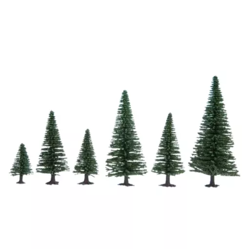 Pack de 10 sapins Noch 32920 - N 1/160 - Z 1/220 - Hauteur 35 à 90 mm