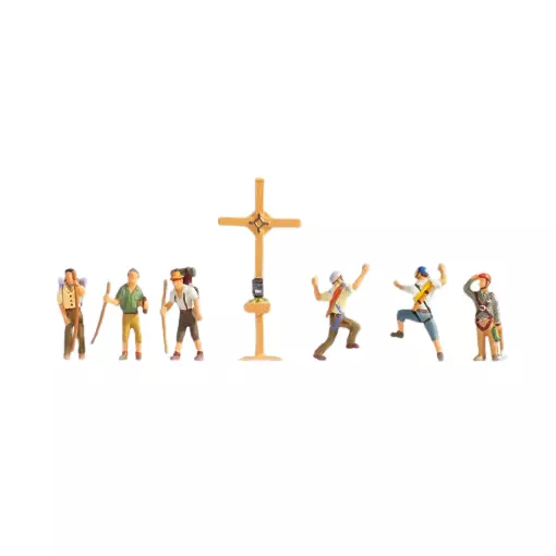 Lot de 6 randonneurs avec croix sommitale NOCH 15874 - HO 1/87