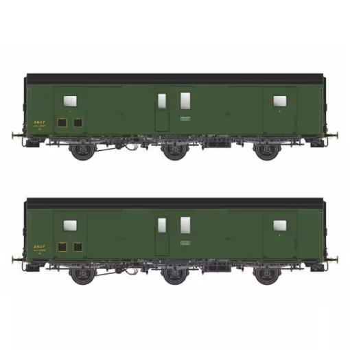 Set de 2 fourgons Dqd²m PLM 3 essieux métallisés - Models World MW104 - HO 1/87 - SNCF - Ep IIIc/d - 2R