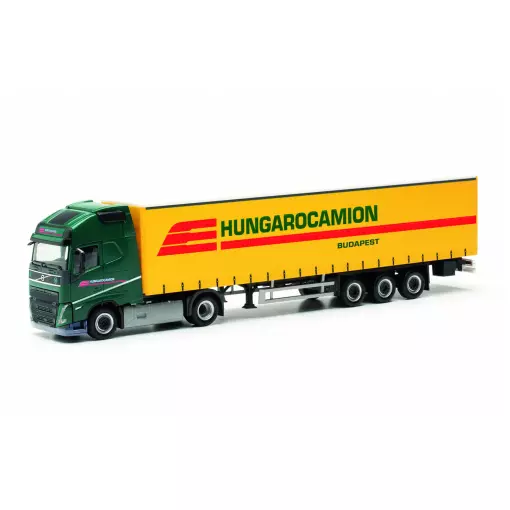 Volvo FH vrachtwagen met huifoplegger "Hungarocamion" - Herpa 317481 - HO 1/87