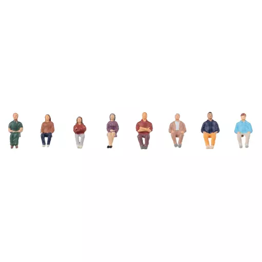 Pack de 8 Personnages assis - Figurine - FALLER 151684 - Échelle HO 1/87ème - Époque III