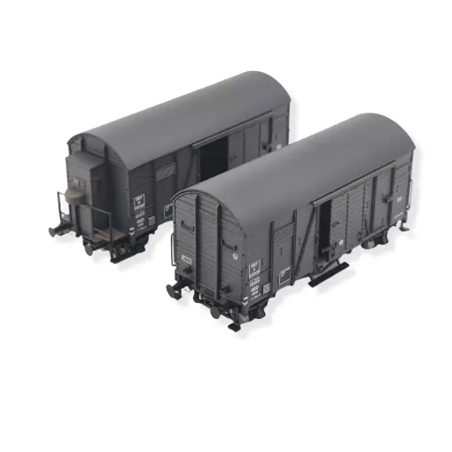 Set 2 Wagons Couverts - Brun - Oppeln - MAKETIS / EXACT TRAIN 20227 - SNCF - HO 1/87 - EP. III 