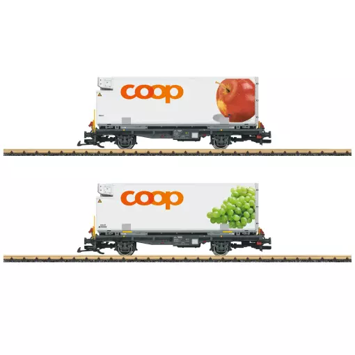 Wagon porte-conteneurs coop® Pommes & Raisins - LGB L45887 - RhB - G 1/22.5 - EP. VI - 2R