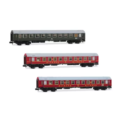 Coffret 3 voitures OSShD Type B « Spree-Alpen-Express » livrée verte et rouge - Arnold HN4423 - N 1/160 - DR - Ep IV - 2R
