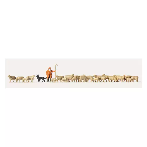 Shepherd with his dog and his flock of sheep Merten 0212583 - HO 1/87