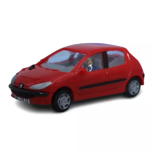 Peugeot 206 Aden red car, 5 doors, with a driver SAI 1632 - HO 1/87