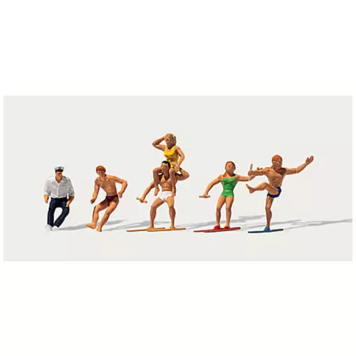 Lot de 5 personnages "Ski nautique et pilote de hors-bord" - Merten 0212534  - HO 1/87