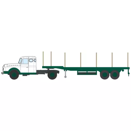 Camion Willeme Tracteur couchette + Remorque à ridelles transport de bois - Ree Modèles CB191 - HO 1/87