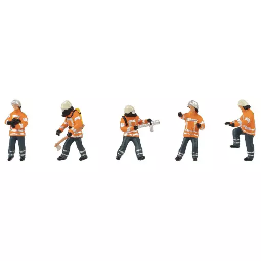 Lot de 5 pompiers époque VI - Set n°6 - Faller 151680 - HO : 1/87 -