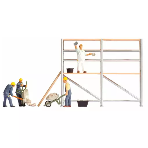 Set of 4 masons and scaffolding NOCH 15054 - HO 1/87
