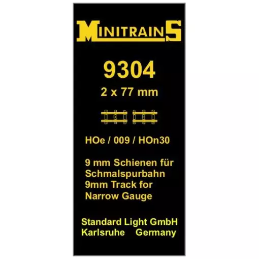Set of 2 Hoe Insulated Straight Rails - 77MM - Minitrains 9304 - HO : 1/87
