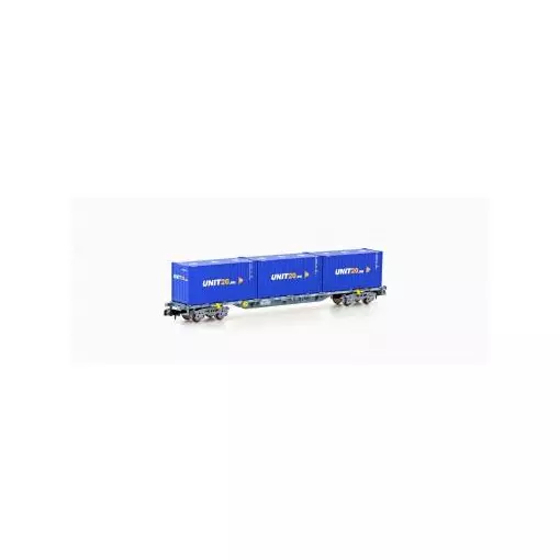 Wagon Porte-Conteneur Sgns MF Train N33444 - N 1/160 - HUPAC / SBB - EP VI