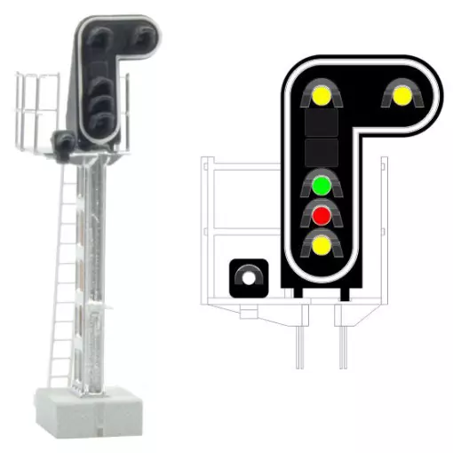 Signal 6 feux LED 2xJaune/vert/rouge/jaune/Blanc MAFEN 413208 SNCF - N