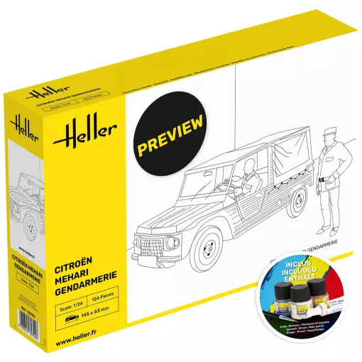 Starter Kit Citroën Mehari Gendarmerie - Heller 58702 - 1/24 