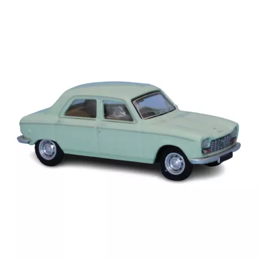 Voiture Peugeot 204 berline, 1968 vert clair avec conducteur SAI 1624 - HO 1/87