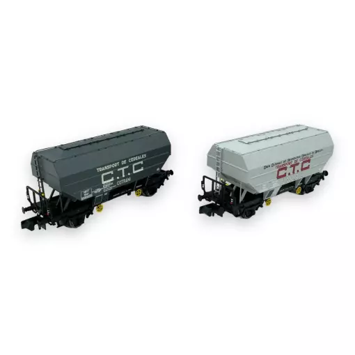 Set di 2 carri per cereali "C.T.C COTRAM" e "C.T.C UNCAC" - Ree Models NW-313 - N 1/160 - SNCF - Ep III - 2R