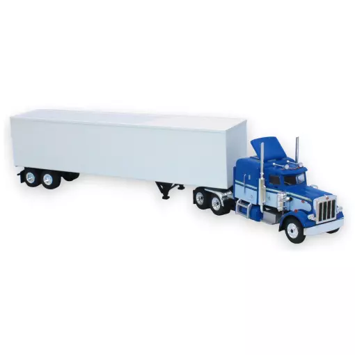 Semi remorque tôlé Peterbilt 359, bleu/blanc, 1973 - Brekina 85716 - HO 1/87