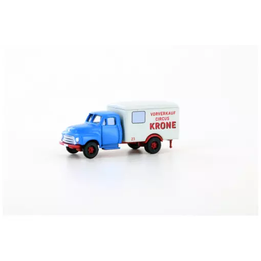 Camionnette - LEMKE 3236 - Opel Blitz Circus Krone - Échelle N 1/160 - EP II / III - Bleu / blanc