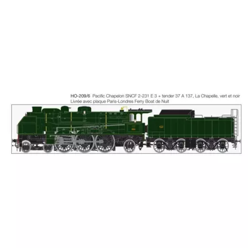 Pacific Chapelon Steam Locomotive - Lematec HO-209/6S - HO 1/87 - Digital Sound