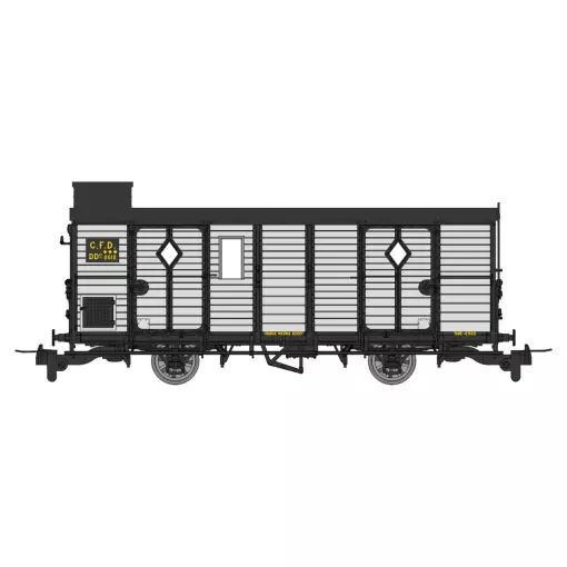 Hellgrauer Kastenwagen, schwarze Beschläge, Nr. 2612 mit Schornstein - Ree Modelle VM050 - HOe/HOm - CFD - Ep III/IV - 2R
