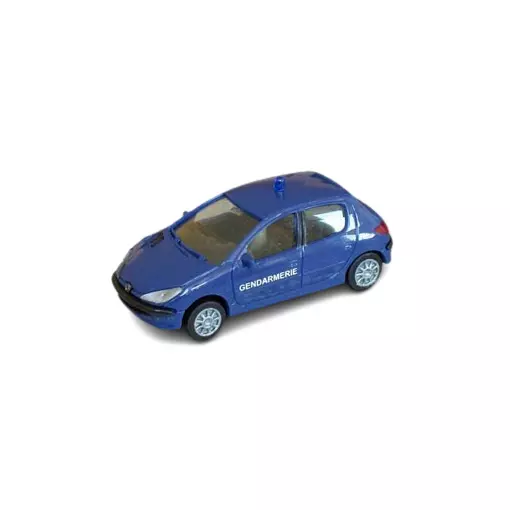 Peugeot 206 Gendarmerie con lampeggiante e fari illuminati - SAI 0920 - 1/87