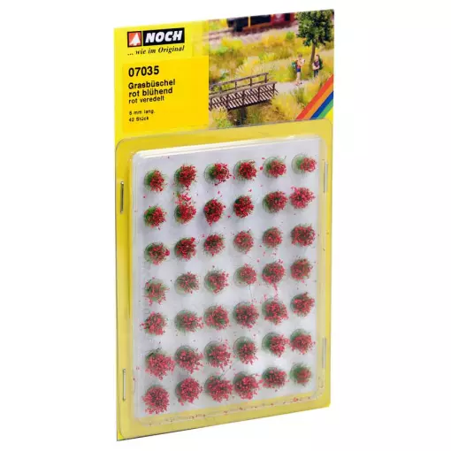 Touffes d'herbes XL fleuries rouges - Noch 07035 - Toutes échelles - 42 pcs - 6 mm