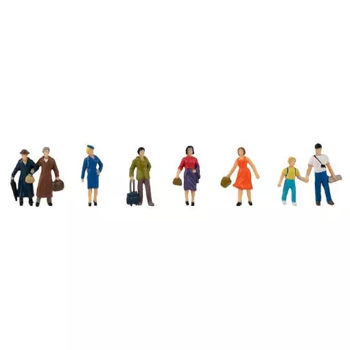 Lot de 8 personnages passagers en attente - Faller 151616 - HO 1/87