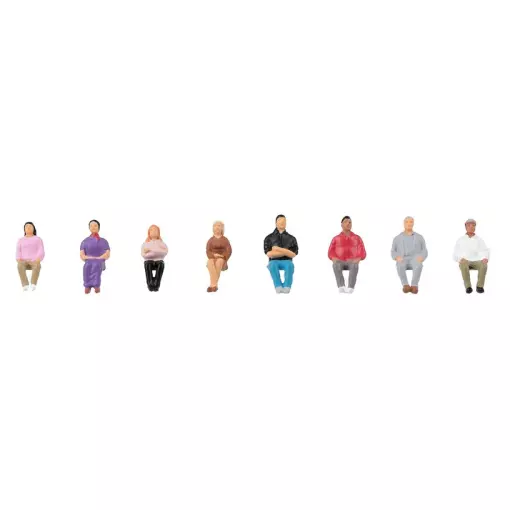 Lot de 8 Personnages assis - Figurine - FALLER 151699 - Échelle HO 1/87