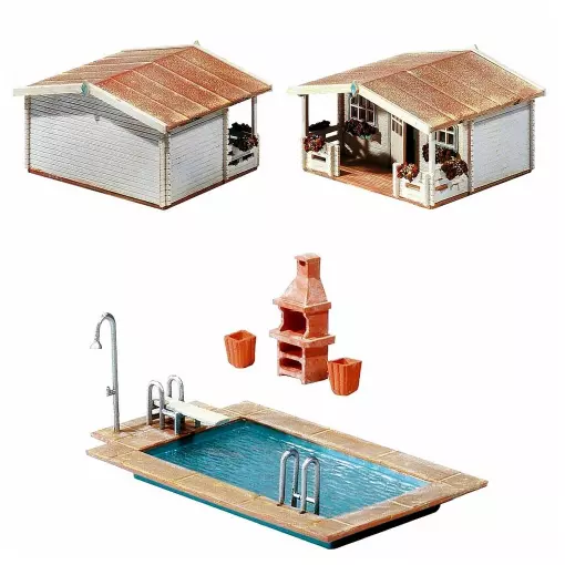 Swimming pool and garden shed FALLER 180542 - HO 1/87