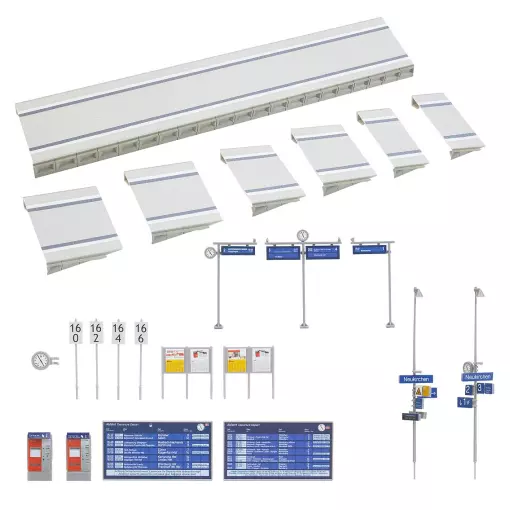 Plataforma moderna para vía C con accesorios - FALLER 120100 - HO 1/87