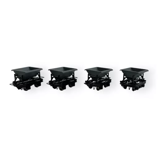 Lot de 4 wagons bennes sans frein