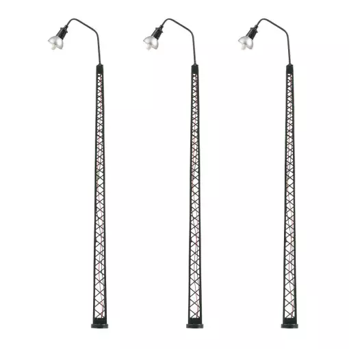 Set 3 lampes à arc LED en treillis Blanc chaud FALLER 180117 HO 1/87 - H : 145mm