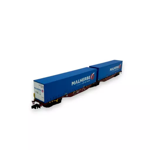 Wagon Porte-Conteneur Sggmrss90 "MALHERBE" - Ree Modèles NW-204 - N 1/160 - SNCF - EP V/VI