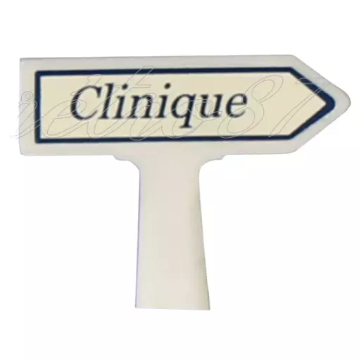 Panneau Michelin d'indication de lieu, vers la droite : Clinique - SAI 8427 - HO 1/87