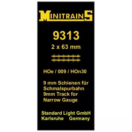 Set of 2 Straight Rails - 63MM - Minitrains 9313 - HOe : 1/87