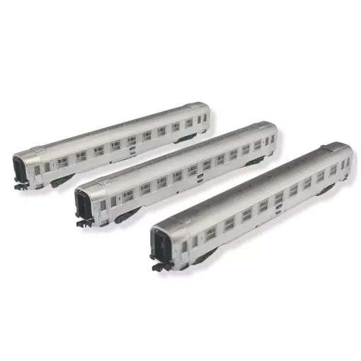 Set of 3 Arnold DEV Inox passenger carriages HN4338 - N 1/160 - SNCF - EP IV