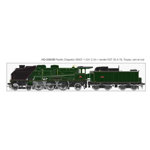 Locomotora de vapor SNCF Pacific Chapelon - Lematec HO-209/5BS - SNCF - HO 1/87 - Sonido digital
