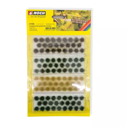 Lot 104 touffes d'herbes XL - 2 vert, jaune, rouge - 9mm HO 1/87 - NOCH 07005