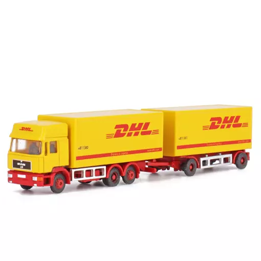 LKW MAN F90 und Anhänger Anhänger DHL - HOBBY 66 / LEMKE 4607 - N : 1/160
