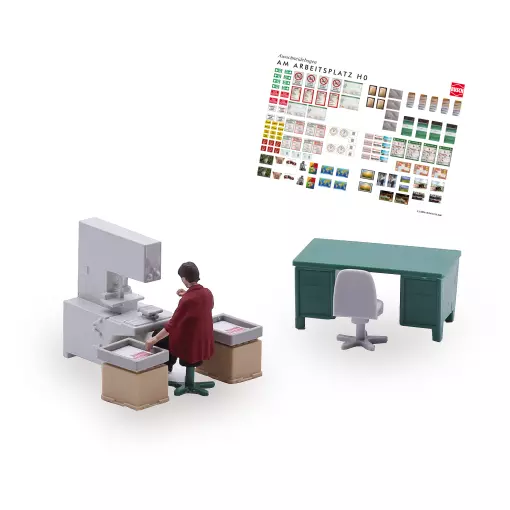 Machine de tampographie - Ensemble d'action scénette - Busch 79906 - HO 1/87 