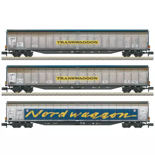 Coffret de wagons couverts à parois coulissantes « Transwaggon » - TRIX 18297 - N 1/160 - EP V - 2R