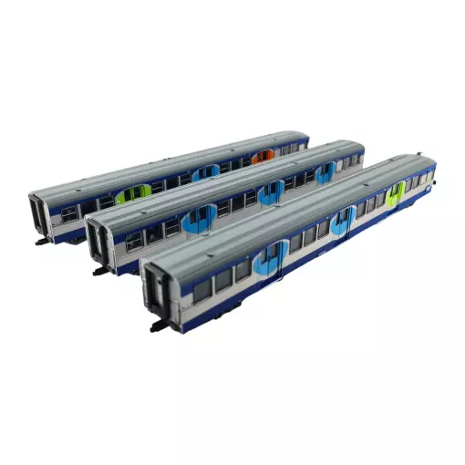 Set of 3 "Transilien" RIB passenger cars - Jouef S4159 - HO 1/87 - SNCF - Ep V/VI - 2R