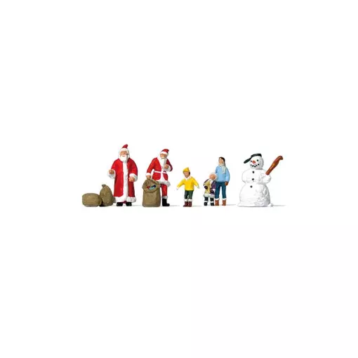 Lot de personnages miniatures représentant des enfants rencontrant le père Noël - Preiser 79226 - N 1/160